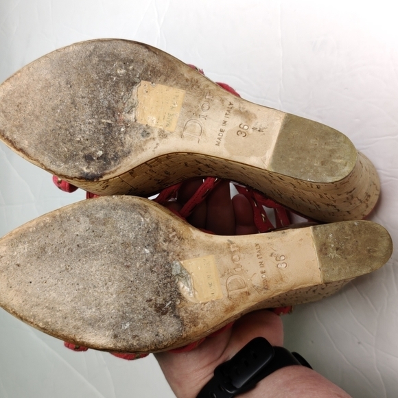 Christian Dior red leather wedge heels - Picture 8 of 10